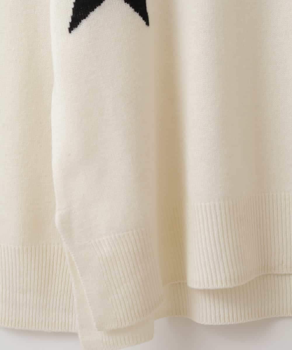 ZMFAT39140 al'aise modulation(アレーズモジュレーション) 星柄インターシャニットプルオーバー ホワイト