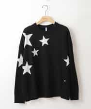 ZMFAT39140 al'aise modulation(アレーズモジュレーション) 星柄インターシャニットプルオーバー ブラック