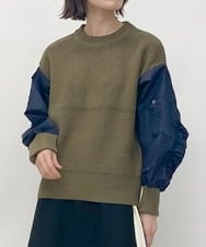 ZMFAW02139 al'aise modulation(アレーズモジュレーション) MA-1風ニットプルオーバー ブラウン