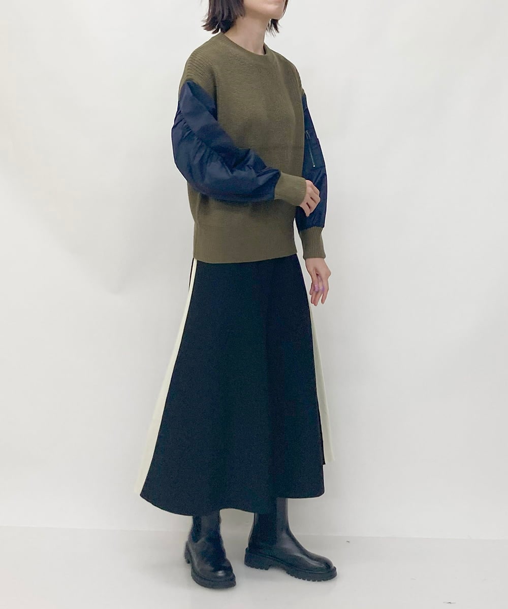 ZMFAW02139 al'aise modulation(アレーズモジュレーション) MA-1風ニットプルオーバー ブラウン