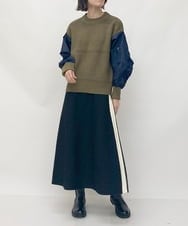 ZMFAW02139 al'aise modulation(アレーズモジュレーション) MA-1風ニットプルオーバー ブラウン