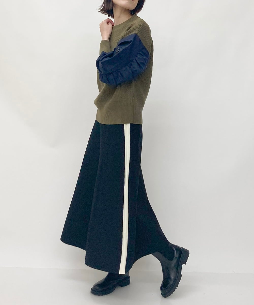 ZMFAW02139 al'aise modulation(アレーズモジュレーション) MA-1風ニットプルオーバー ブラウン