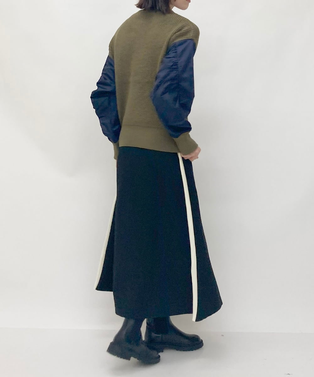 ZMFAW02139 al'aise modulation(アレーズモジュレーション) MA-1風ニットプルオーバー ブラウン