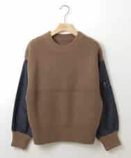 ZMFAW02139 al'aise modulation(アレーズモジュレーション) MA-1風ニットプルオーバー ブラウン