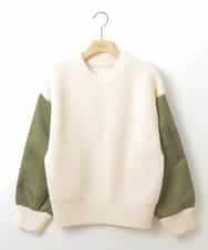 ZMFAW02139 al'aise modulation(アレーズモジュレーション) MA-1風ニットプルオーバー アイボリー