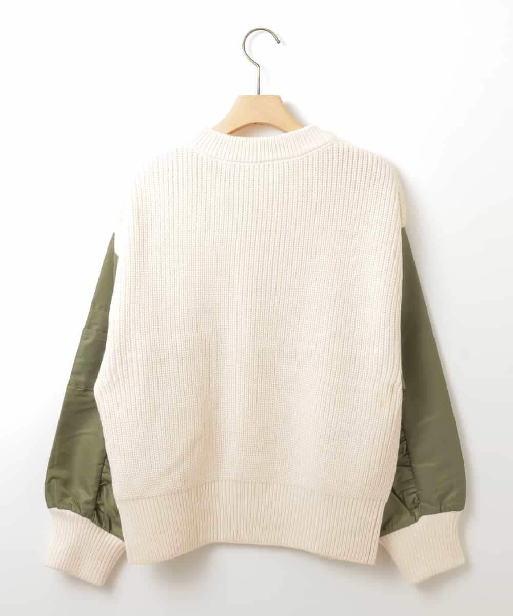 ZMFAW02139 al'aise modulation(アレーズモジュレーション) MA-1風ニットプルオーバー アイボリー