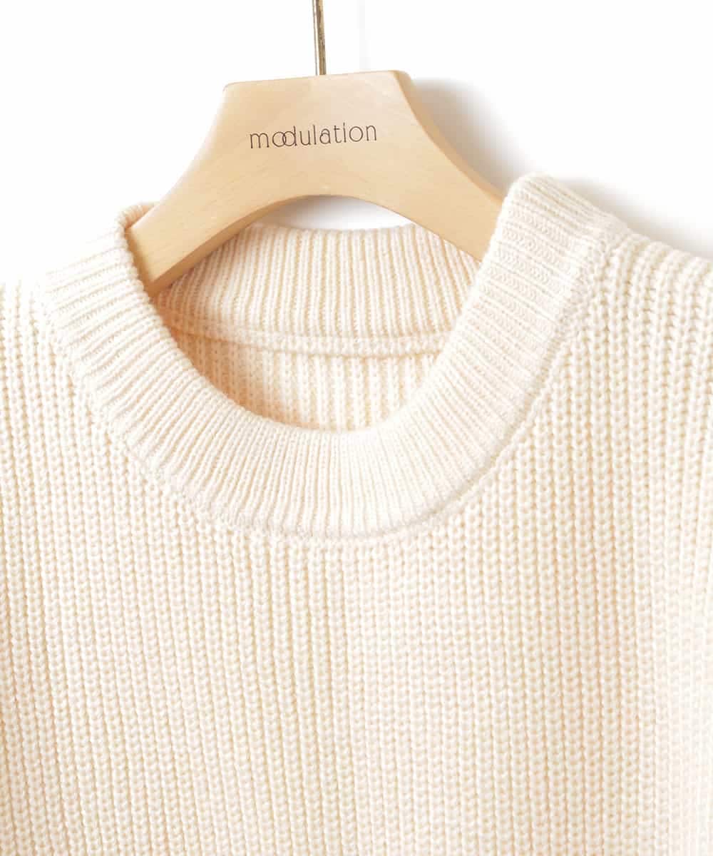 ZMFAW02139 al'aise modulation(アレーズモジュレーション) MA-1風ニットプルオーバー アイボリー