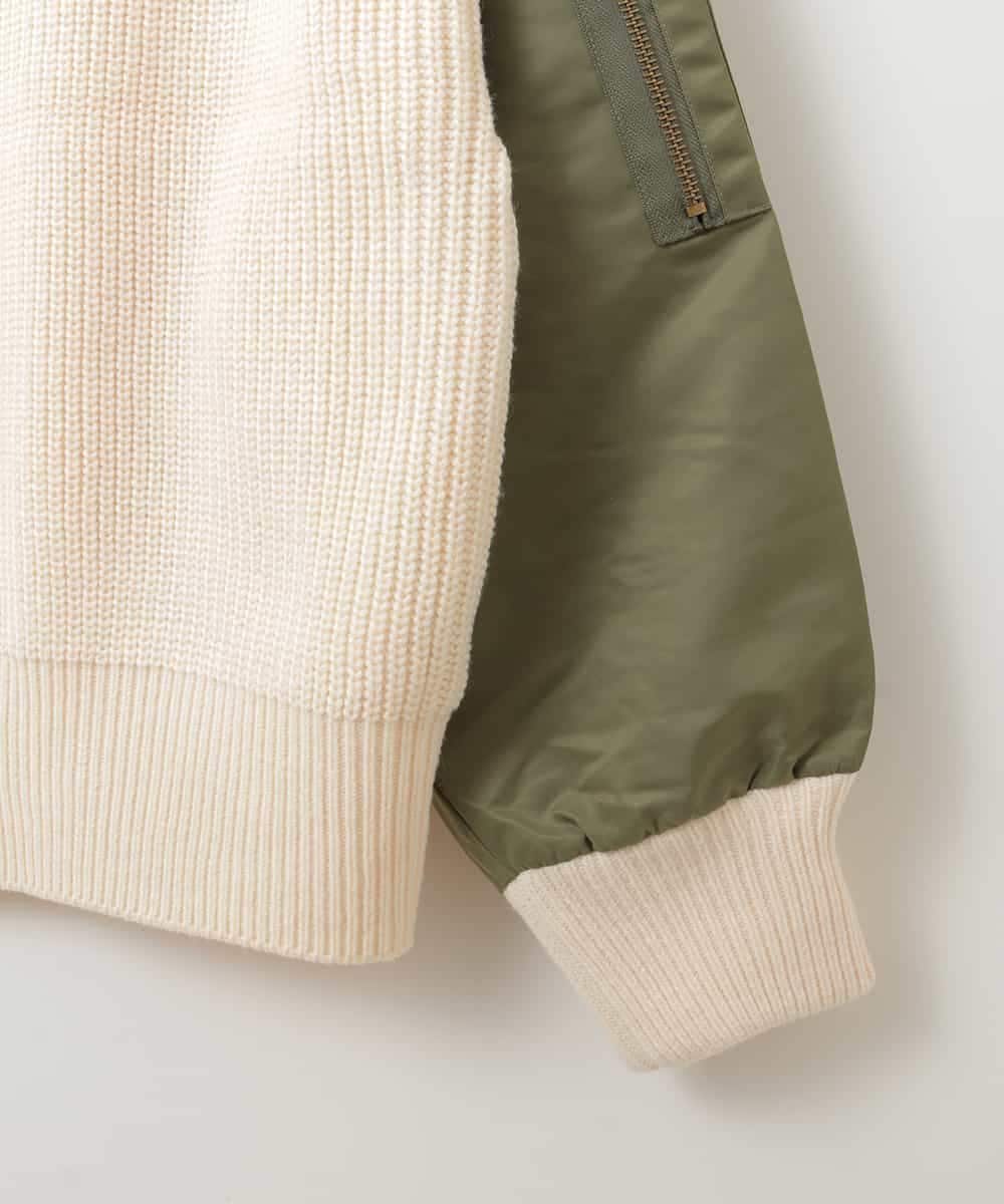 ZMFAW02139 al'aise modulation(アレーズモジュレーション) MA-1風ニットプルオーバー アイボリー