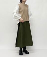 ZMFAW13163 al'aise modulation(アレーズモジュレーション) 袖コンシャスニットプルオーバー ベージュ