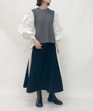 ZMFAW13163 al'aise modulation(アレーズモジュレーション) 袖コンシャスニットプルオーバー グレー