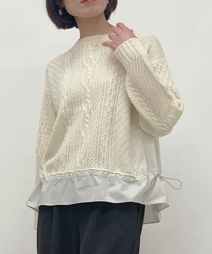 ZMFAW30128 al'aise modulation 【抗菌防臭】ドロストヘム異素材ドッキングプルオーバー