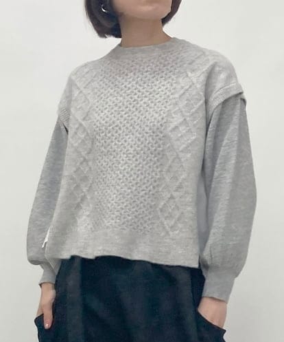 ZMFAW34128 al'aise modulation 【抗菌防臭】異素材ドッキングニットプルオーバー
