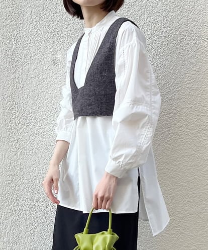 ZMFAW62168 al'aise modulation 【セットアイテム】クロップド ベスト＆バンドカラーブラウス