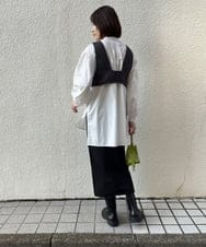 ZMFAW62168 al'aise modulation(アレーズモジュレーション) 【セットアイテム】クロップド ベスト＆バンドカラーブラウス チャコール×ホワイト