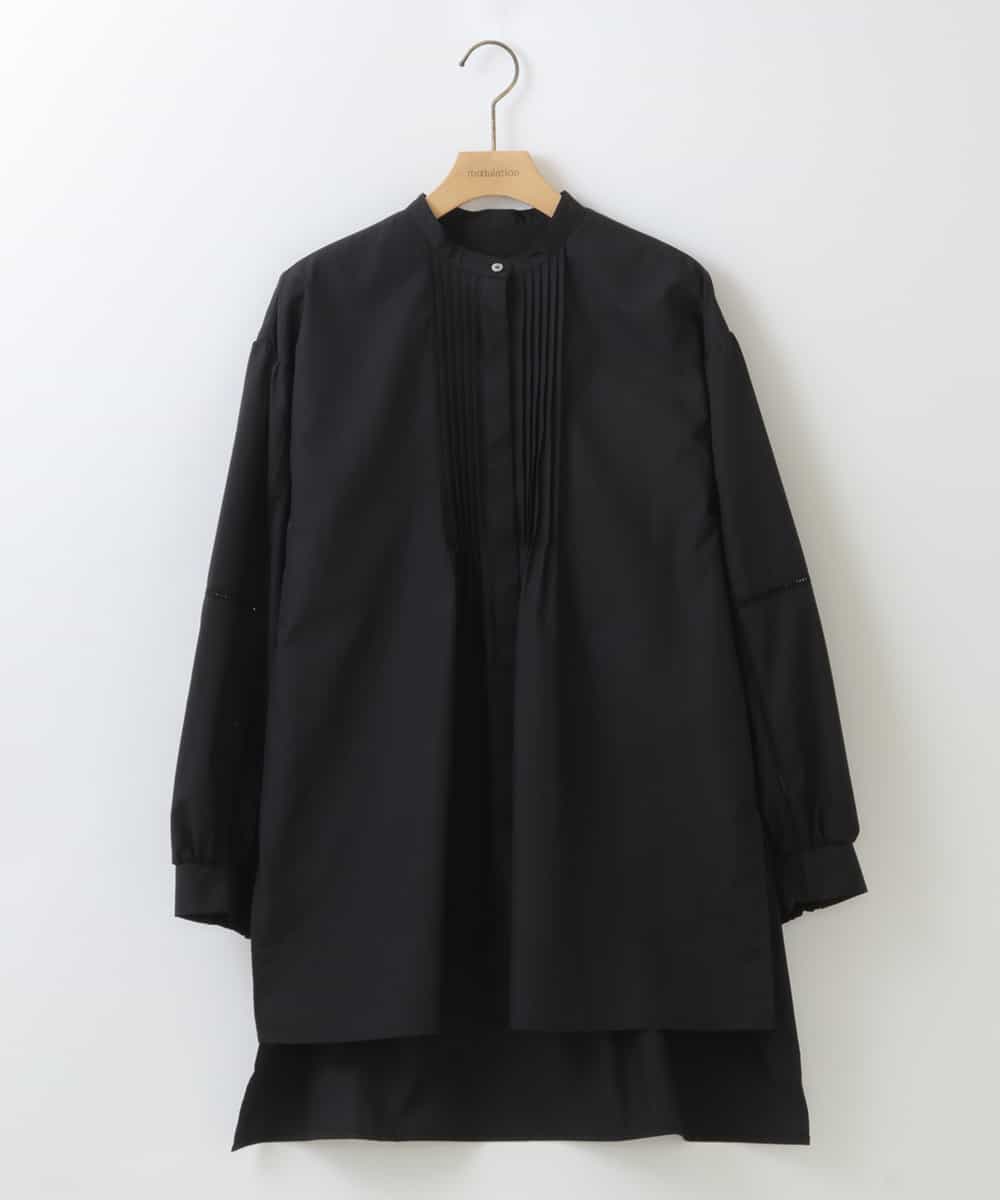 ZMFAW62168 al'aise modulation(アレーズモジュレーション) 【セットアイテム】クロップド ベスト＆バンドカラーブラウス チャコール×ホワイト