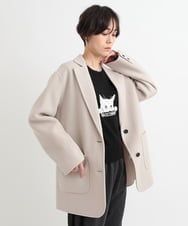 ZMFCB20120 al'aise modulation(アレーズモジュレーション) 【洗える】キャットモチーフハイゲージニット ブラック