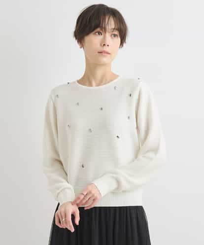 ZMFCB21140 al'aise modulation 【洗える】ビジューアクセントリブニット