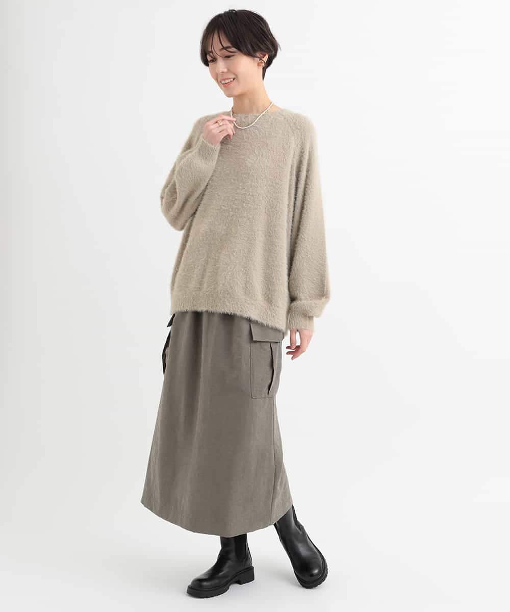 ZMFCB29130 al'aise modulation(アレーズモジュレーション) 【洗える】バックロゴニットプルオーバー ベージュ