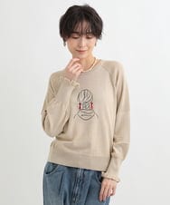 ZMFCB38150 al'aise modulation(アレーズモジュレーション) 【日本製/洗える】デザインプリントニットプルオーバー ベージュ