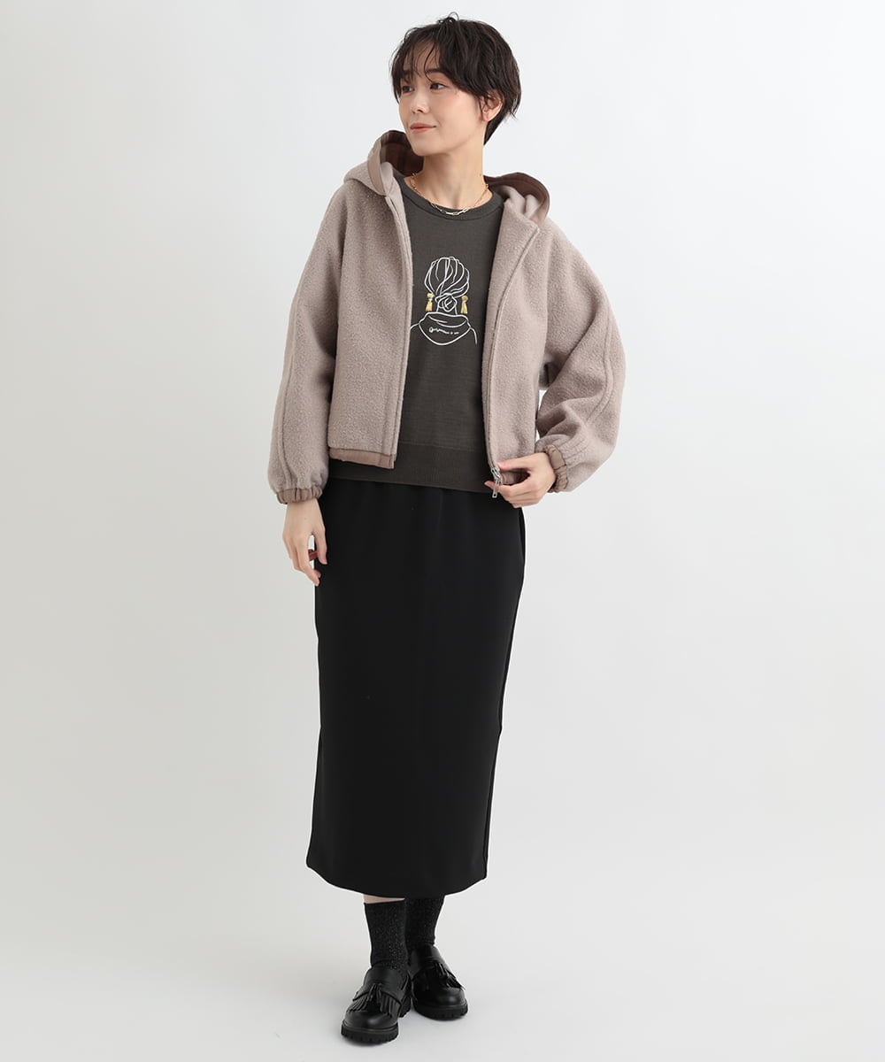 ZMFCB38150 al'aise modulation(アレーズモジュレーション) 【日本製/洗える】デザインプリントニットプルオーバー ブラウン