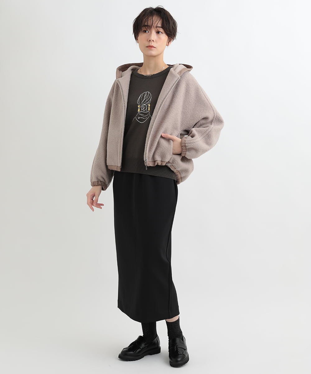 ZMFCB38150 al'aise modulation(アレーズモジュレーション) 【日本製/洗える】デザインプリントニットプルオーバー ブラウン
