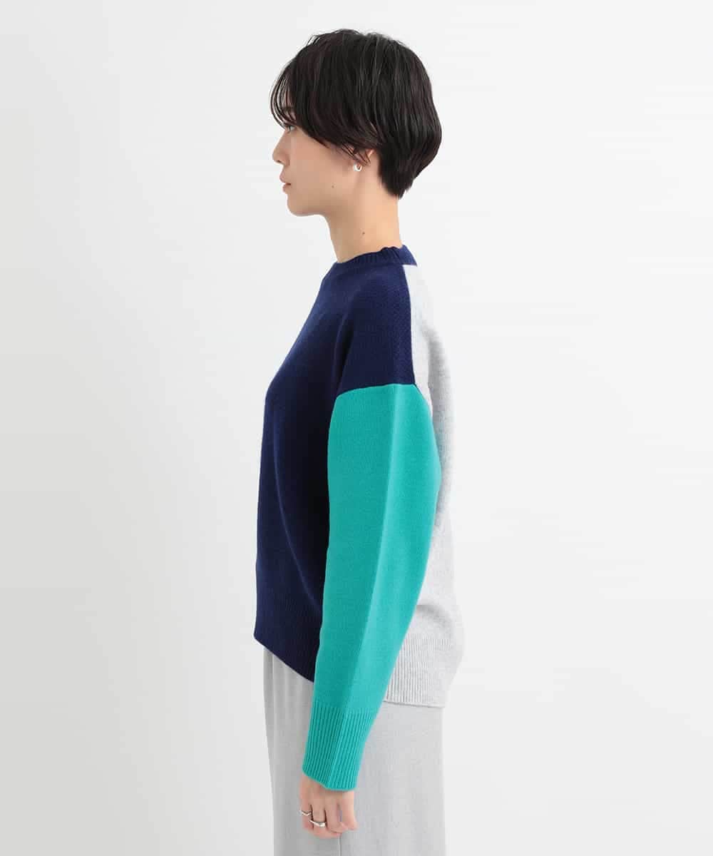 ZMFCB39159 al'aise modulation(アレーズモジュレーション) 配色切り替えデザインニット ネイビー