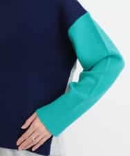 ZMFCB39159 al'aise modulation(アレーズモジュレーション) 配色切り替えデザインニット ネイビー