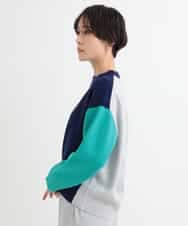 ZMFCB39159 al'aise modulation(アレーズモジュレーション) 配色切り替えデザインニット ネイビー