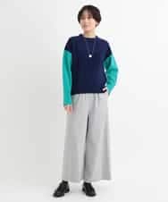 ZMFCB39159 al'aise modulation(アレーズモジュレーション) 配色切り替えデザインニット ネイビー