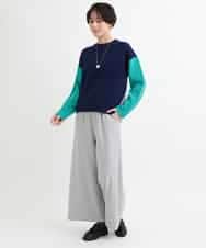 ZMFCB39159 al'aise modulation(アレーズモジュレーション) 配色切り替えデザインニット ネイビー