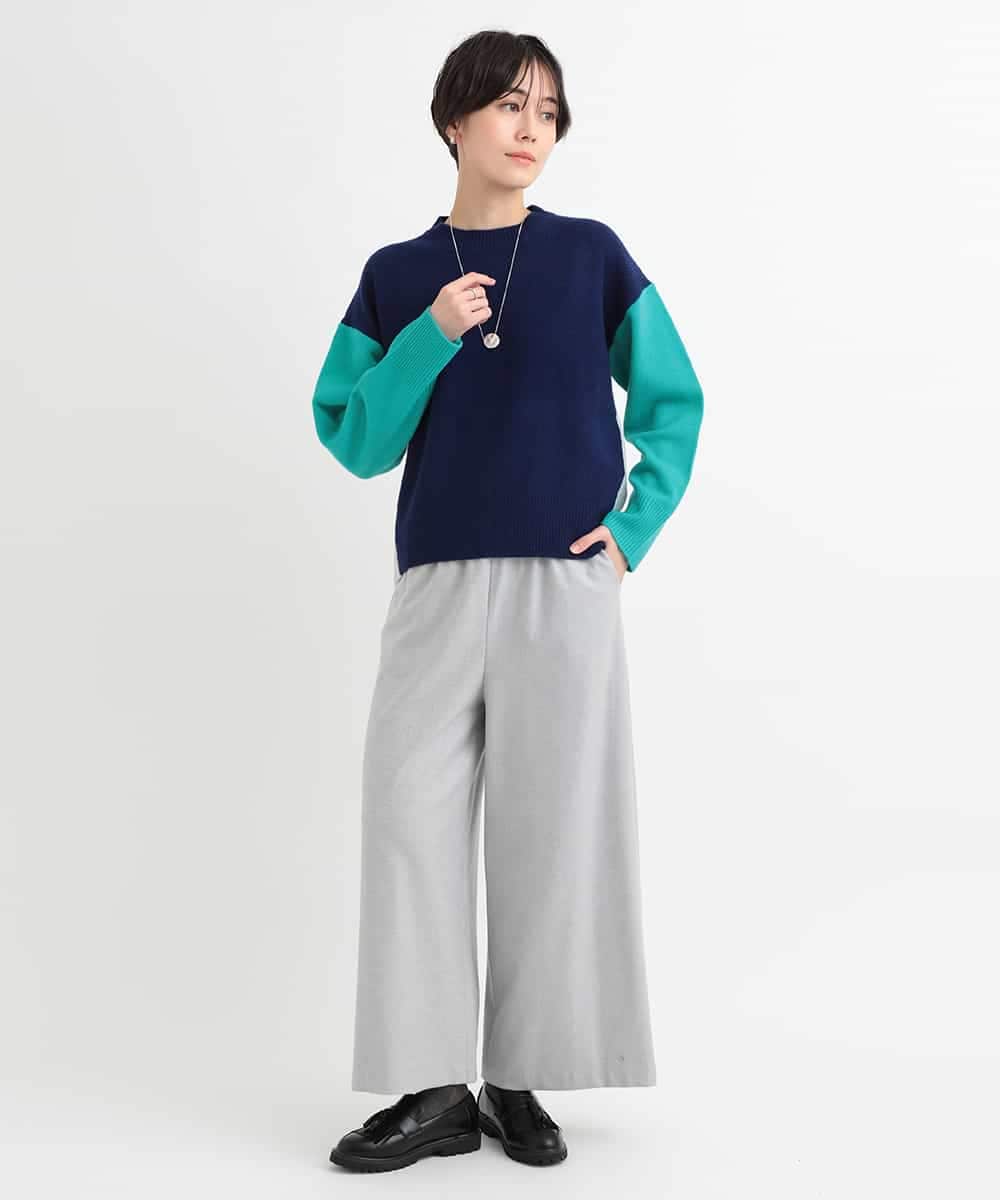 ZMFCB39159 al'aise modulation(アレーズモジュレーション) 配色切り替えデザインニット ネイビー