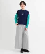 ZMFCB39159 al'aise modulation(アレーズモジュレーション) 配色切り替えデザインニット ネイビー