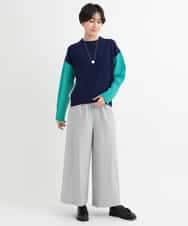 ZMFCB39159 al'aise modulation(アレーズモジュレーション) 配色切り替えデザインニット ネイビー