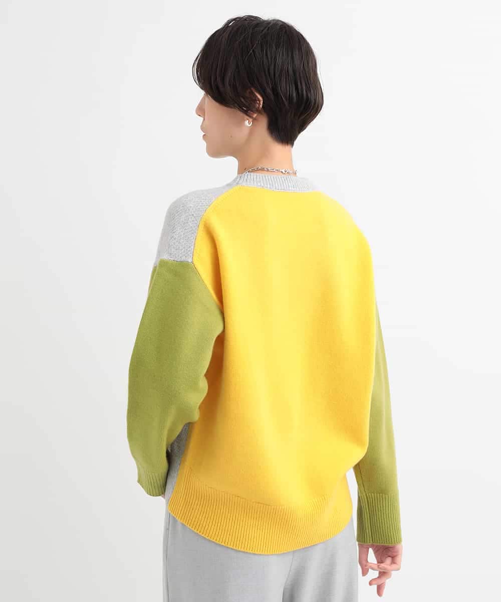 ZMFCB39159 al'aise modulation(アレーズモジュレーション) 配色切り替えデザインニット ネイビー