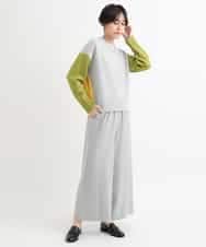 ZMFCB39159 al'aise modulation(アレーズモジュレーション) 配色切り替えデザインニット ネイビー