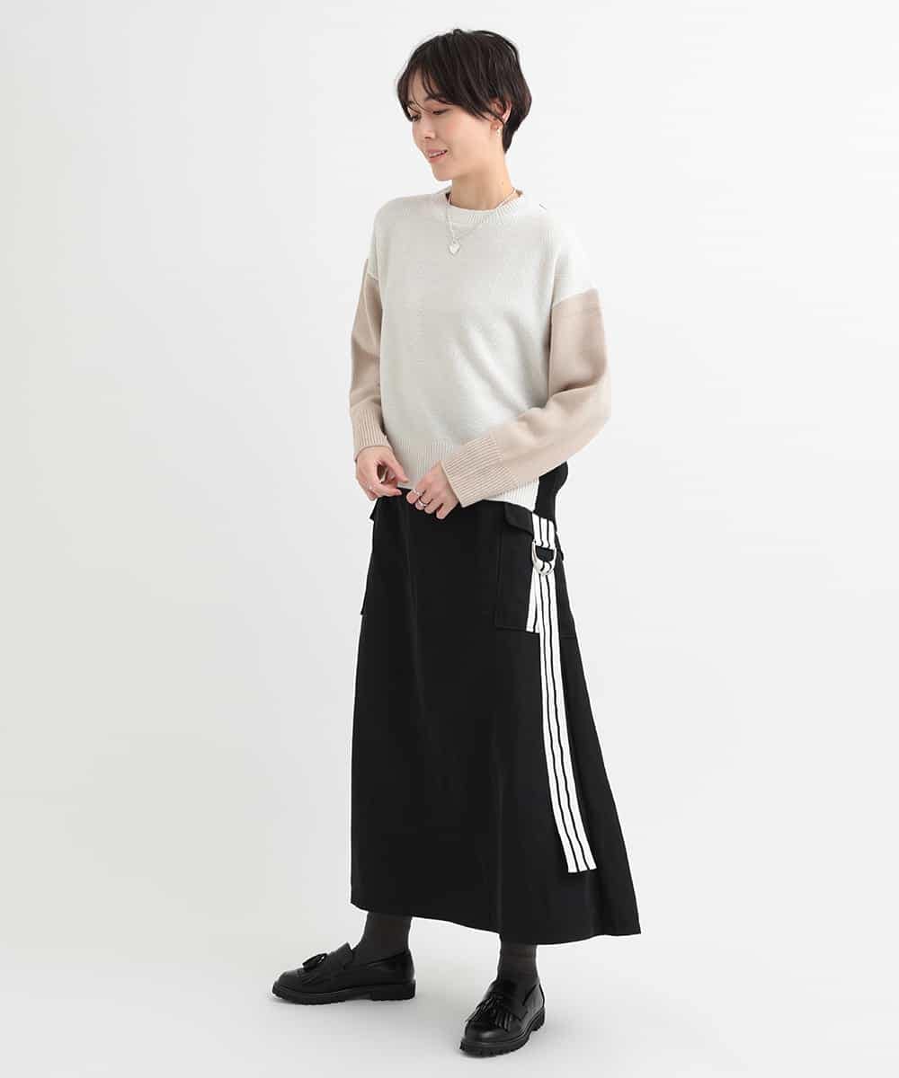 ZMFCB39159 al'aise modulation(アレーズモジュレーション) 配色切り替えデザインニット ネイビー