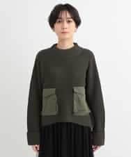 ZMFCB85108 al'aise modulation(アレーズモジュレーション) 異素材ポケットドッキングニットプルオーバー カーキ