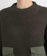 ZMFCB85108 al'aise modulation(アレーズモジュレーション) 異素材ポケットドッキングニットプルオーバー カーキ