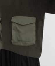 ZMFCB85108 al'aise modulation(アレーズモジュレーション) 異素材ポケットドッキングニットプルオーバー カーキ