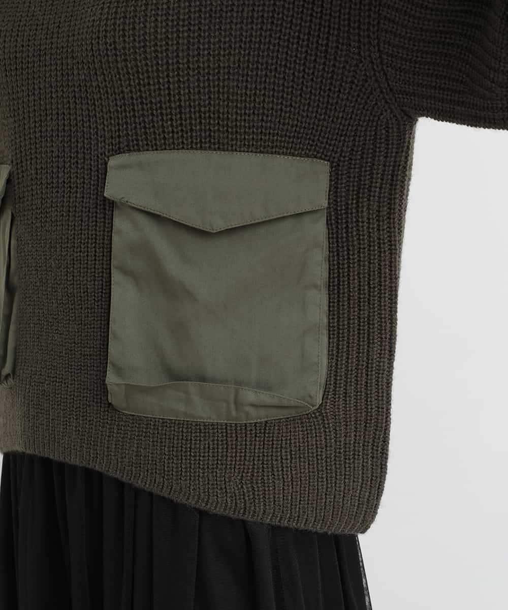 ZMFCB85108 al'aise modulation(アレーズモジュレーション) 異素材ポケットドッキングニットプルオーバー カーキ