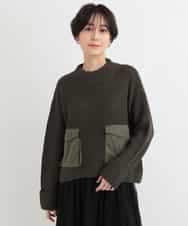 ZMFCB85108 al'aise modulation(アレーズモジュレーション) 異素材ポケットドッキングニットプルオーバー カーキ