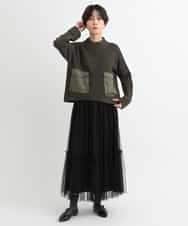 ZMFCB85108 al'aise modulation(アレーズモジュレーション) 異素材ポケットドッキングニットプルオーバー カーキ