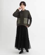 ZMFCB85108 al'aise modulation(アレーズモジュレーション) 異素材ポケットドッキングニットプルオーバー カーキ