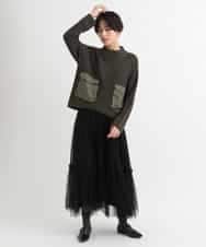 ZMFCB85108 al'aise modulation(アレーズモジュレーション) 異素材ポケットドッキングニットプルオーバー カーキ