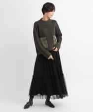 ZMFCB85108 al'aise modulation(アレーズモジュレーション) 異素材ポケットドッキングニットプルオーバー カーキ