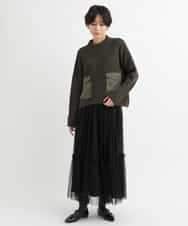 ZMFCB85108 al'aise modulation(アレーズモジュレーション) 異素材ポケットドッキングニットプルオーバー カーキ