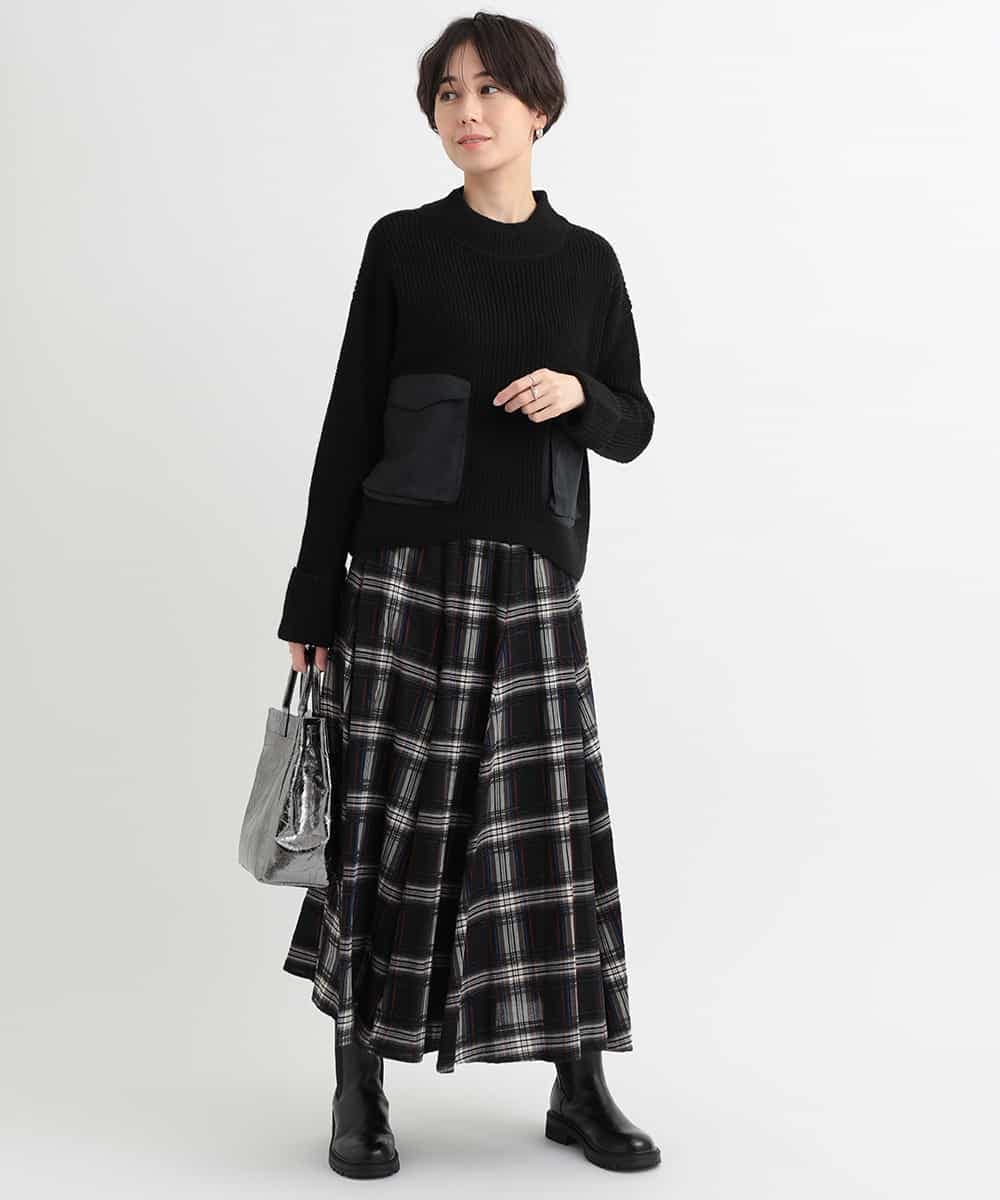 ZMFCB85108 al'aise modulation(アレーズモジュレーション) 異素材ポケットドッキングニットプルオーバー カーキ