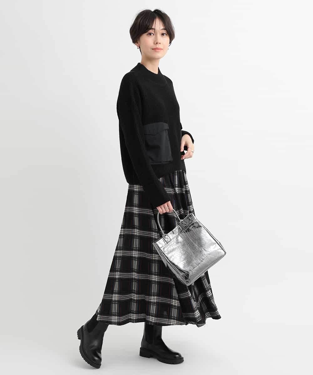 ZMFCB85108 al'aise modulation(アレーズモジュレーション) 異素材ポケットドッキングニットプルオーバー カーキ