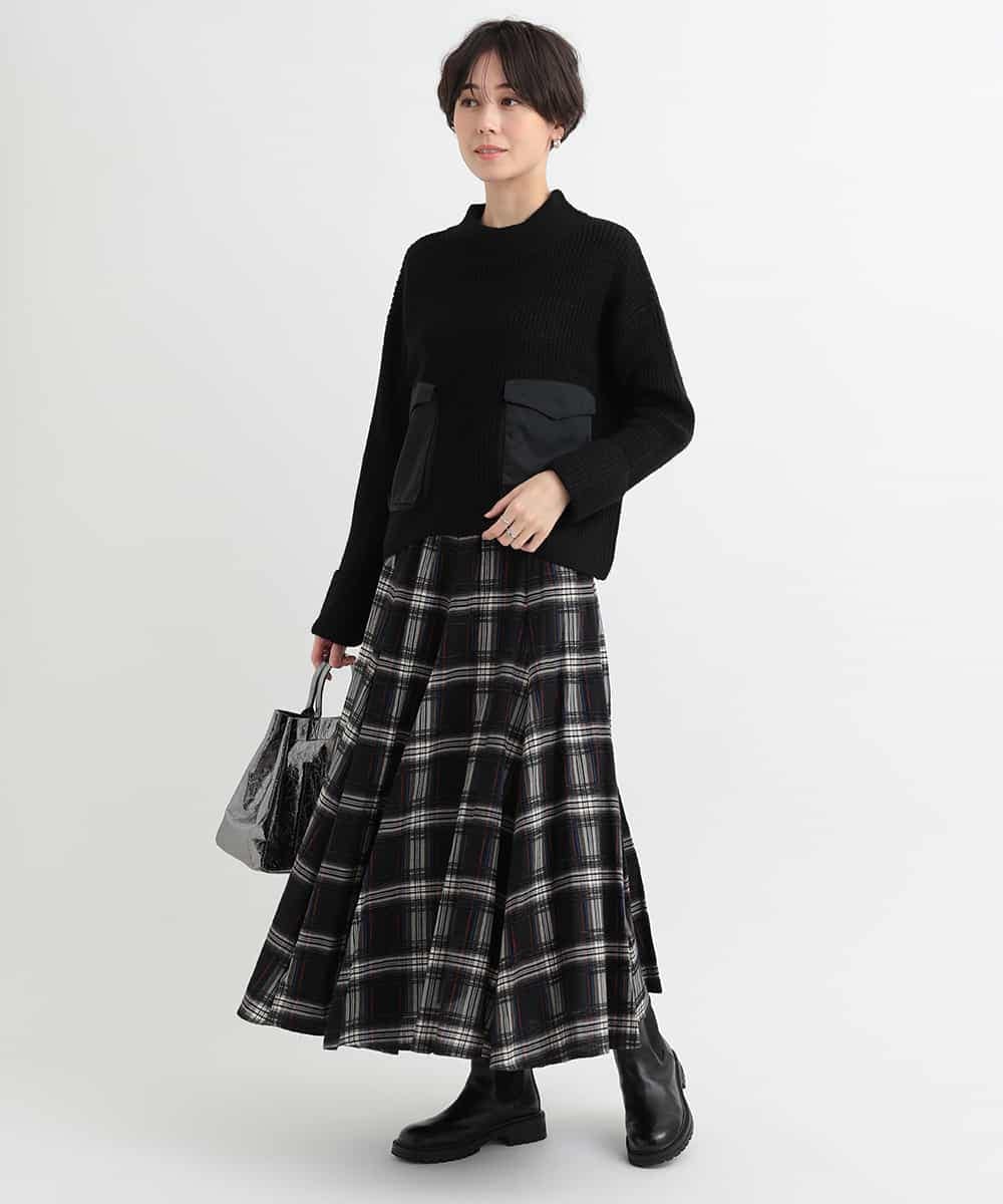 ZMFCB85108 al'aise modulation(アレーズモジュレーション) 異素材ポケットドッキングニットプルオーバー カーキ