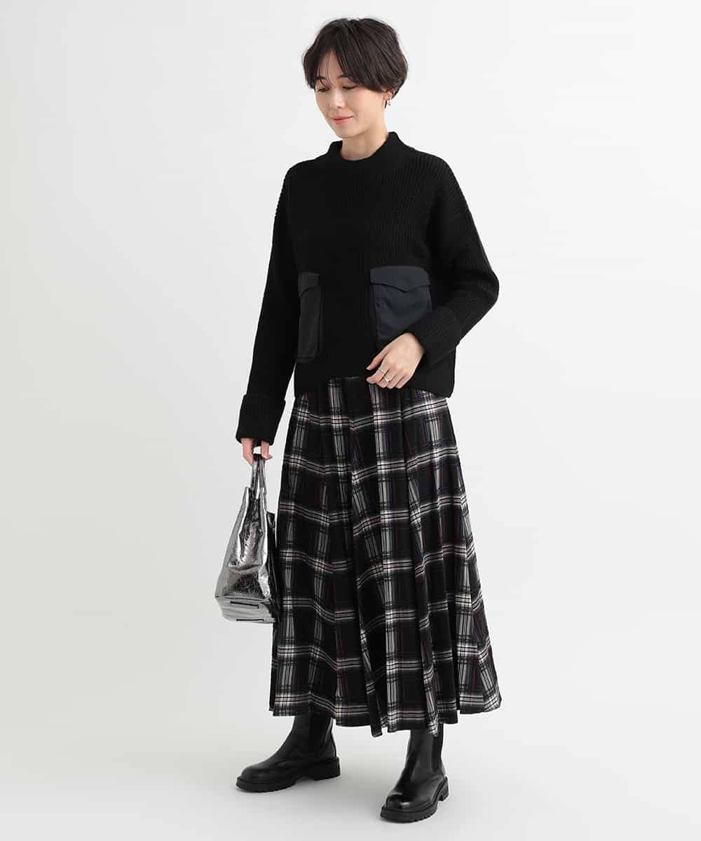 ZMFCB85108 al'aise modulation(アレーズモジュレーション) 異素材ポケットドッキングニットプルオーバー カーキ